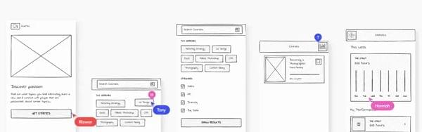 Video of designing multiple wireframing screeens in Uizard